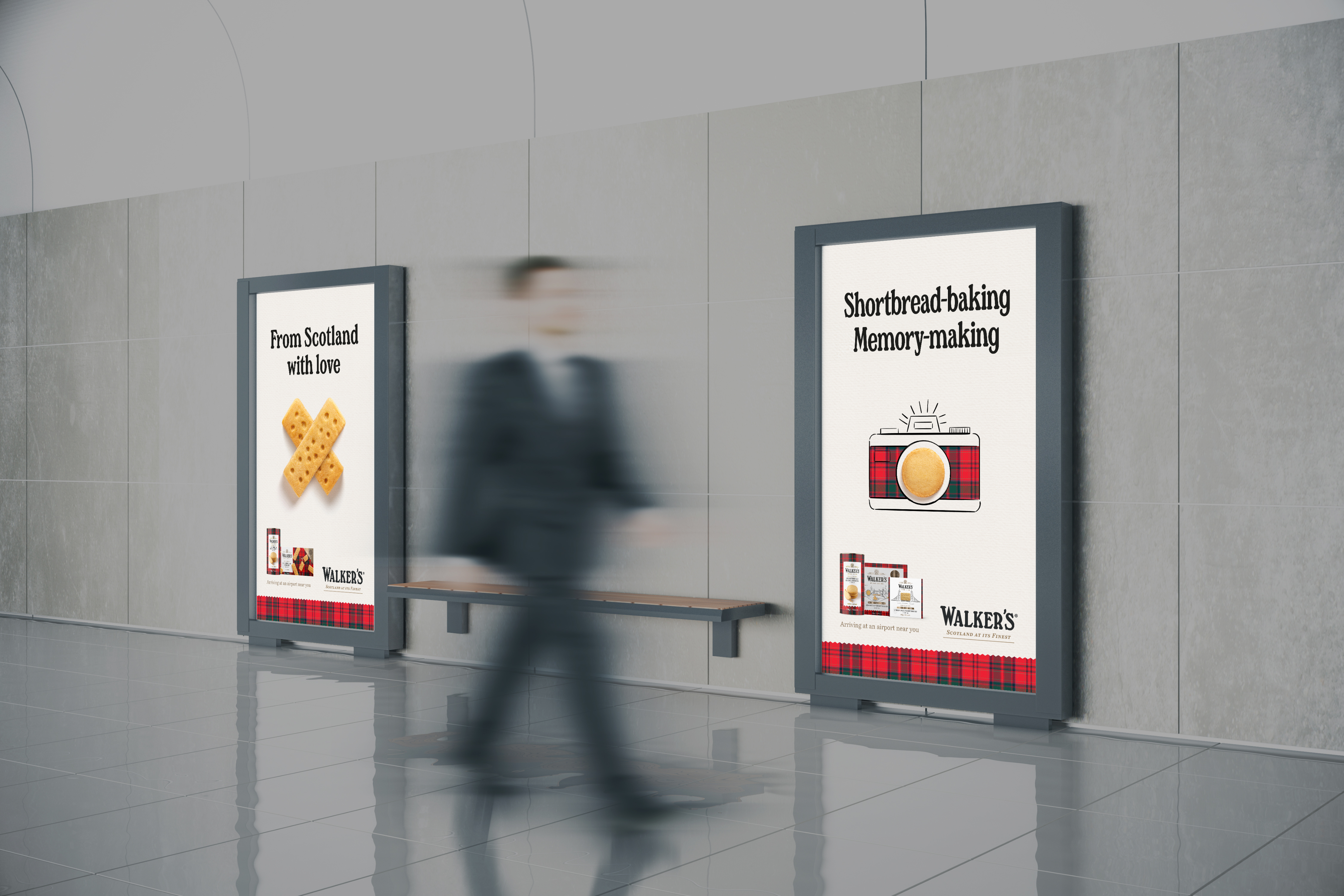 Two digital out of home screens showcasing Walker's Shortbbread ads